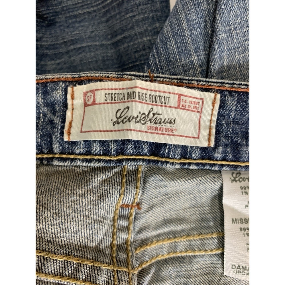 Levi's Signature Jeans Womens 14 Long Blue Bootcut Midrise Stretch 34 X 33.5 - Picture 7 of 8